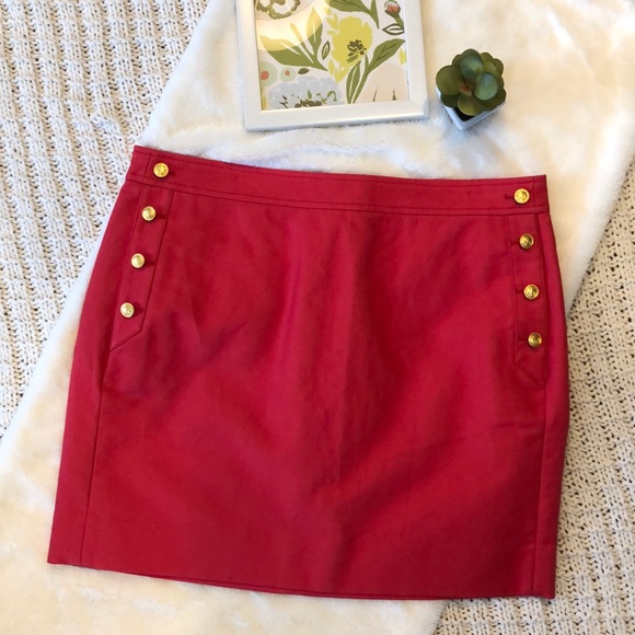 J. Crew Dresses & Skirts - ✨HP✨NWT {J Crew} Pink Skirt w/ Gold Sailor Buttons